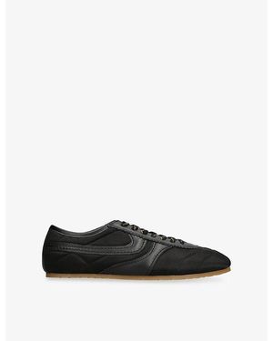 Dries Van Noten Dustin Satin And Leather Trainers - Black