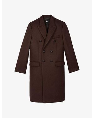The Kooples Peak-Lapel Double-Breasted Wool Coat - Brown