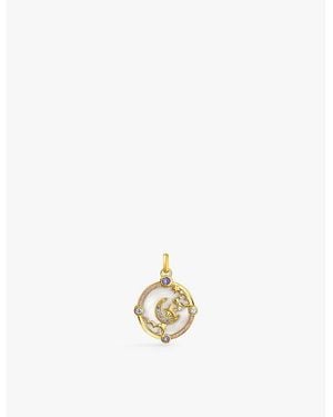 Thomas Sabo Crescent Moon 18Ct-Plated Sterling, Enamel And Zirconia Pendant - Metallic
