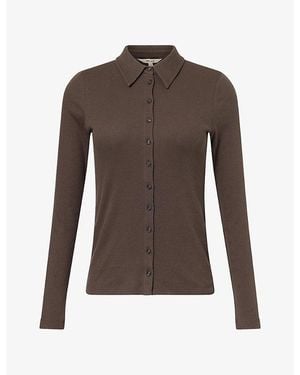 ME+EM Perfect Basic Rib Cotton-Stretch Shirt - Brown
