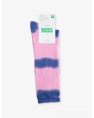 Happy Socks Tie-Dye Cotton-Blend Crew Socks - Pink