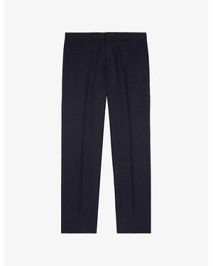 The Kooples Straight-Leg Mid-Rise Cotton And Linen Trousers - Blue
