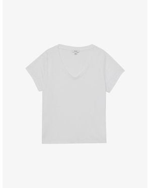 Reiss Luna V-Neck Cotton-Jersey T-Shirt - White