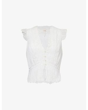 Free People Day Dreamer Embroidered Cotton Top - White