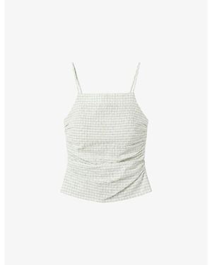OMNES Mars Gingham Cotton Top - White