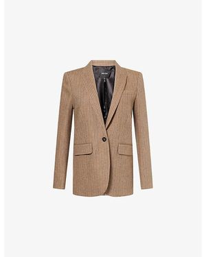 ME+EM Pinstripe Sharp-Shoulder Stretch-Woven Blazer - Natural