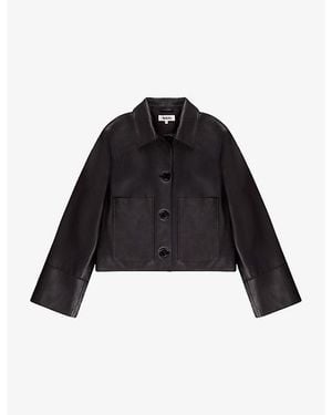 Ro&zo Collared Regular-Fit Leather Jacket - Black
