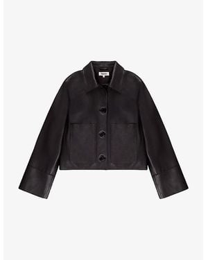 Ro&zo Collared Regular-Fit Leather Jacket - Black