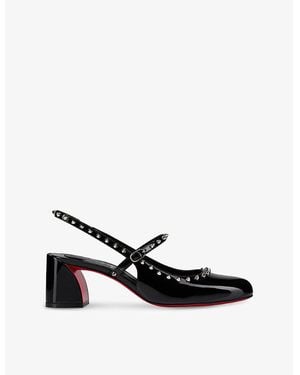 Christian Louboutin Janispikes 55 Patent-Leather Heeled Courts - Black