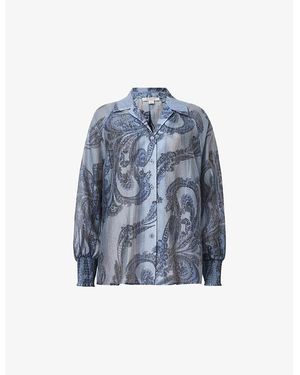 AllSaints Isla Paisley-Print Lyocell-Blend Shirt - Blue