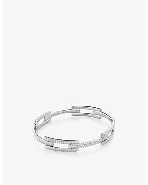 Monica Vinader Signature Link 925 Sterling- And 0.62Ct Pavé-Set Lab-Grown Diamond Bangle - Metallic