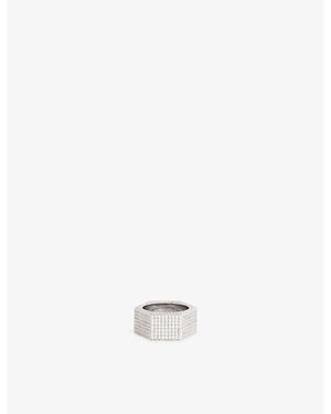 DARKAI Bolt Pavé 18Ct-Plated Stainless-Steel Ring - White