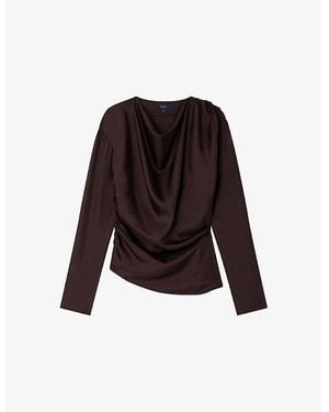 Soeur Fresia Cowl-Neck Woven Blouse - Black