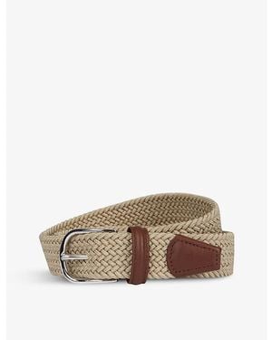 Anderson's Woven Stretch-Elastic And Leather Belt - Natural