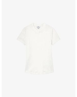 Reiss Addison V-Neck Stretch-Cotton T-Shirt - White
