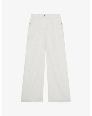 Reiss Ashby Wide-Leg Linen Trousers - White