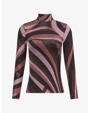 PUCCI Iride Print High-Neck Lurex Top - Multicolor