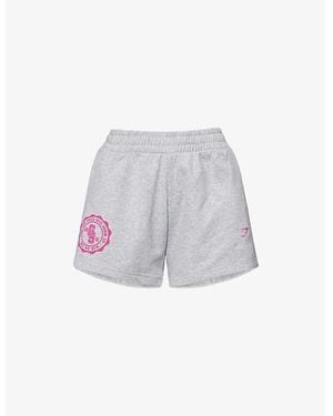 GYMSHARK Collegiate Graphic Fleece Cotton-Jersey Shorts - Grey