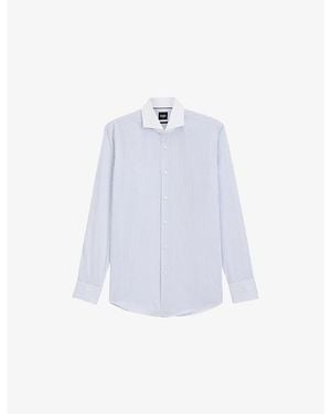 BOSS Striped Slim-Fit Cotton Shirt - White