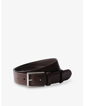 Prada Brand-Engraved Antiqued Leather Belt - Black