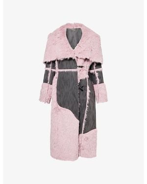 Jaded London Alise Patchwork Faux-Suede And Faux-Fur Maxi Coat - Pink