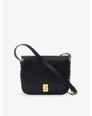 Soeur Belissima Maxi Branded-Buckle Leather Cross-Body Bag - Black