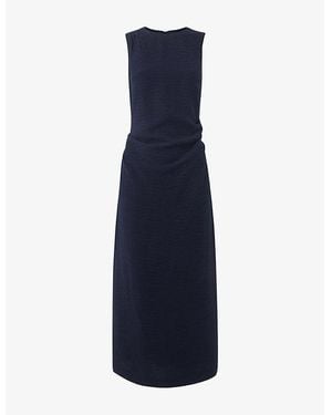 Whistles Nora Textured Woven Midi Dress - Blue