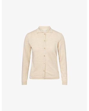 Maison Margiela Collared Patch-Embroidered Wool-Blend Cardigan - Natural