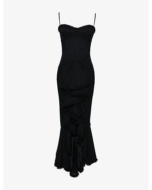 House Of Cb Gabbi Ruffle-Trim Stretch-Woven Maxi Dress - Black