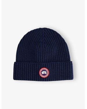 Canada Goose Ribed Toque Wool Beanie Hat - Blue