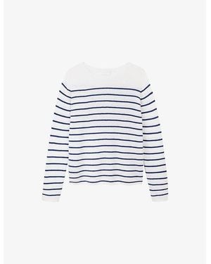 The White Company Breton-Stripe Round-Neck Wool And Cashmere-Blend Jumper - Blue