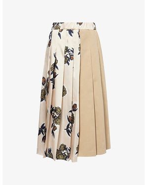 Weekend by Maxmara Etra Pleated Woven Midi Skirt - Natural