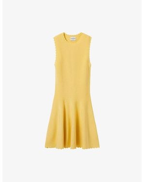 Claudie Pierlot Sleeveless Flared-Skirt Knitted Mini Dress - Yellow