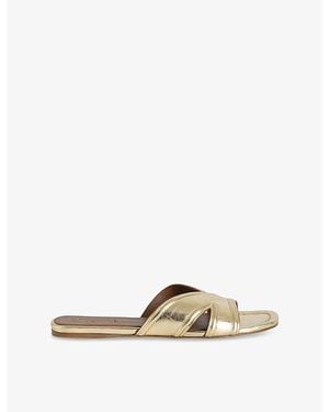 Zadig & Voltaire Azora Metallic-Leather Mules - Natural