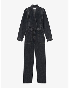 IRO Meagne V-Neck Organic Denim-Blend Jumpsuit - Blue