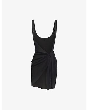 Skims Swim Cover-Ups Sheer Open-Front Sarong - Black