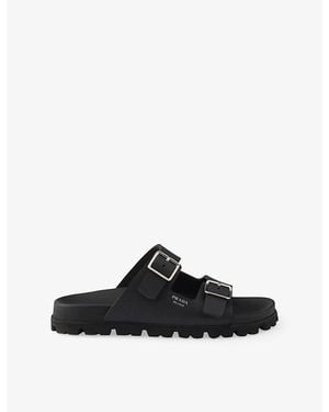 Prada Double-Buckle Rubber Slides - Black