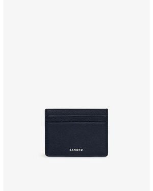Sandro Logo-Embossed Leather Card Holder - Blue