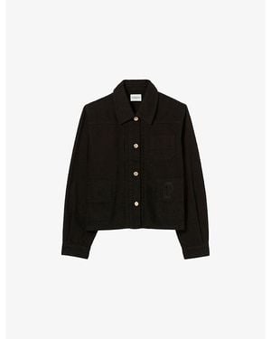 Claudie Pierlot Branded-Button Denim Worker Jacket - Black