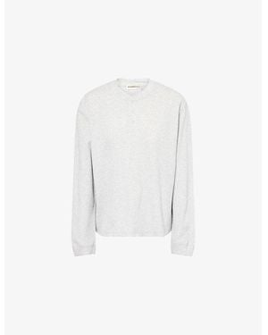 ADANOLA Waffle Henley Long-Sleeve Cotton-Jersey T-Shirt - White