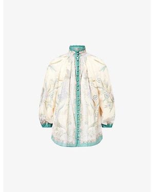 Zimmermann Indra Billow Cotton And Linen Blend Blouse - White
