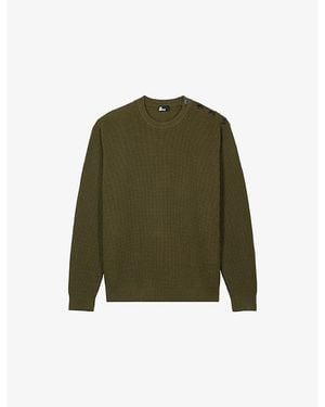 The Kooples Waffle-Texture Knitted Cotton Jumper - Green
