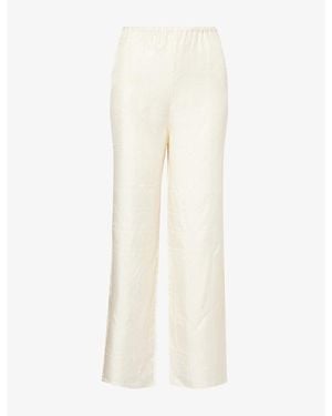 TOTEME Monogram-Print Silk-Twill Pajama Bottoms - Natural
