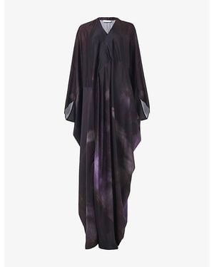 eem Graphic-Printed Panelled Woven Kaftan - Blue