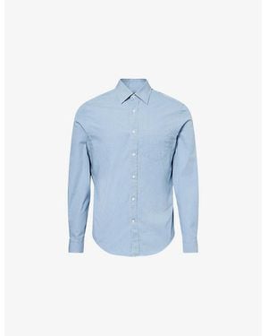 dunhill Long-Sleeve Point-Collar Cotton Shirt - Blue