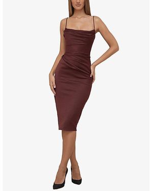 sachin and babi light blue dress HOUSE OF CB - Debutante cap-sleeve backless satin midi dress main image 0
