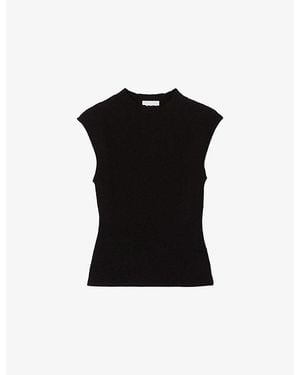 Claudie Pierlot Sleeveless High-Neck Knitted Top - Black