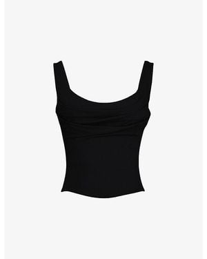 House Of Cb The Drape Neck Jersey Corset Top Xs (A-C Cup) - Black