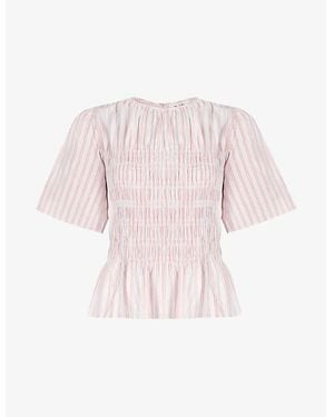 Ro&zo Stripe Shirred Top - Pink