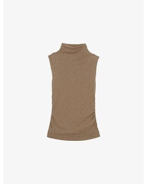 Reiss Hattie Funnel-Neck Jersey-Knit Vest - Natural